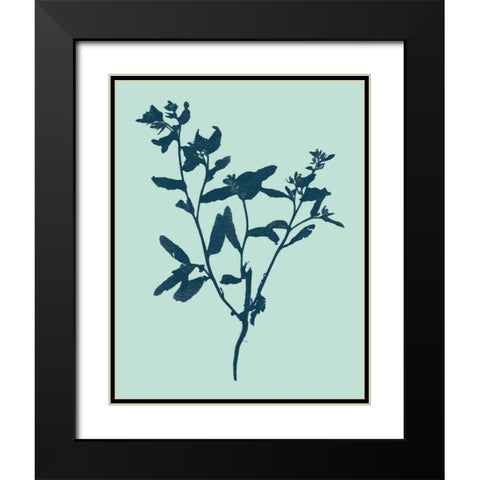 Indigo and Mint Botanical Study VII Black Modern Wood Framed Art Print with Double Matting by Vision Studio