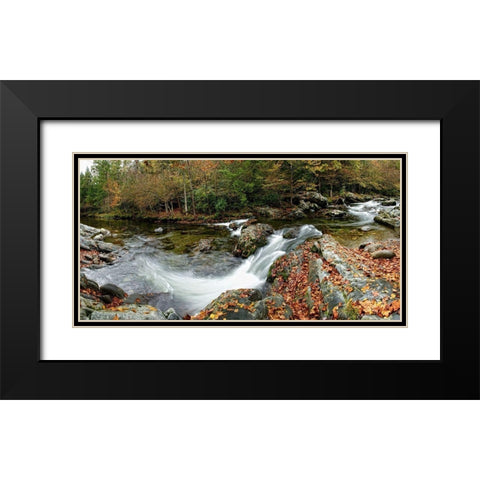 River Panorama Black Modern Wood Framed Art Print with Double Matting by Head, Danny