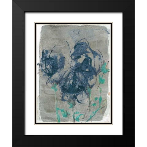 Floral Vignette I Black Modern Wood Framed Art Print with Double Matting by Goldberger, Jennifer