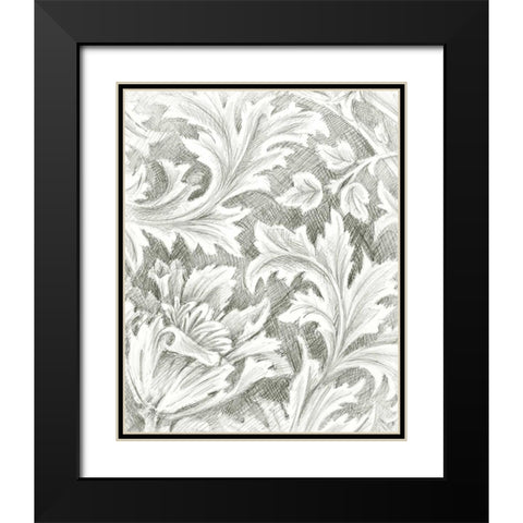 Floral Pattern Sketch II Black Modern Wood Framed Art Print with Double Matting by Harper, Ethan