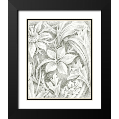 Floral Pattern Sketch III Black Modern Wood Framed Art Print with Double Matting by Harper, Ethan