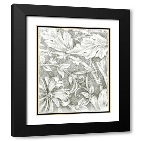 Floral Pattern Sketch IV Black Modern Wood Framed Art Print with Double Matting by Harper, Ethan