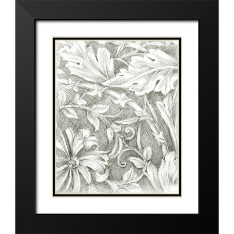 Floral Pattern Sketch IV Black Modern Wood Framed Art Print with Double Matting by Harper, Ethan