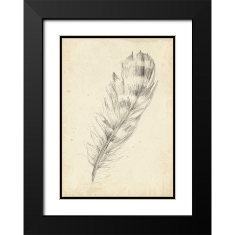 Feather Sketch II Black Modern Wood Framed Art Print with Double Matting by Harper, Ethan