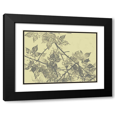 Grey Leaves I Black Modern Wood Framed Art Print with Double Matting by Goldberger, Jennifer