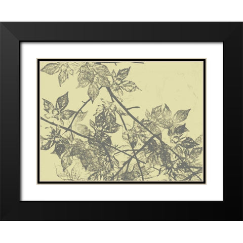 Grey Leaves I Black Modern Wood Framed Art Print with Double Matting by Goldberger, Jennifer