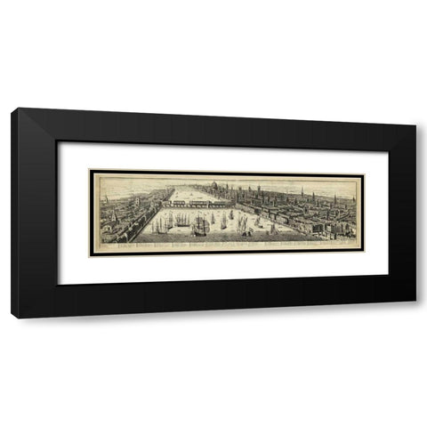 The East Prospect of London Black Modern Wood Framed Art Print with Double Matting by Unknown