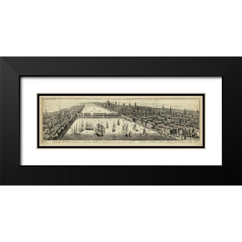 The East Prospect of London Black Modern Wood Framed Art Print with Double Matting by Unknown