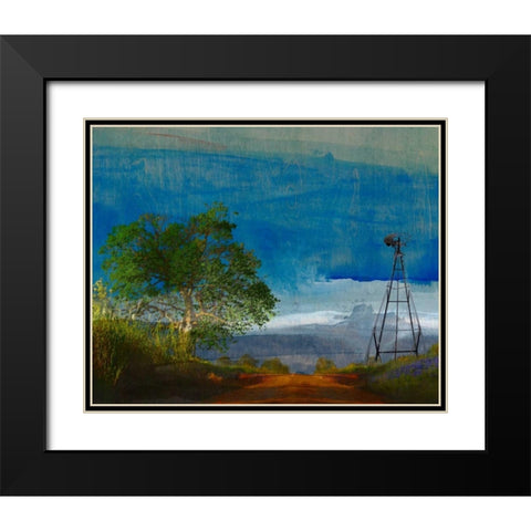 Road and Windmill Black Modern Wood Framed Art Print with Double Matting by Jasper, Sisa