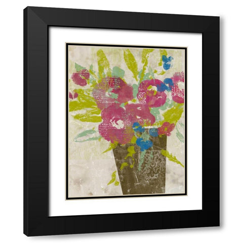 Bouquet Collage II Black Modern Wood Framed Art Print with Double Matting by Goldberger, Jennifer