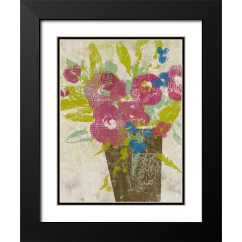 Bouquet Collage II Black Modern Wood Framed Art Print with Double Matting by Goldberger, Jennifer