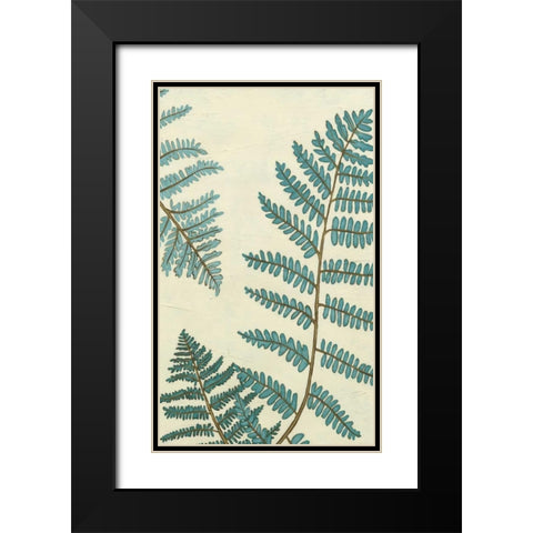 Blue Fern Trio III Black Modern Wood Framed Art Print with Double Matting by Vess, June Erica