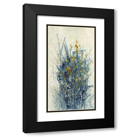 Indigo Floral I Black Modern Wood Framed Art Print with Double Matting by OToole, Tim