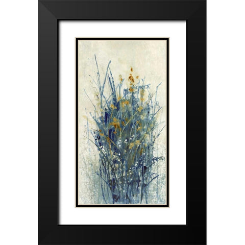 Indigo Floral I Black Modern Wood Framed Art Print with Double Matting by OToole, Tim