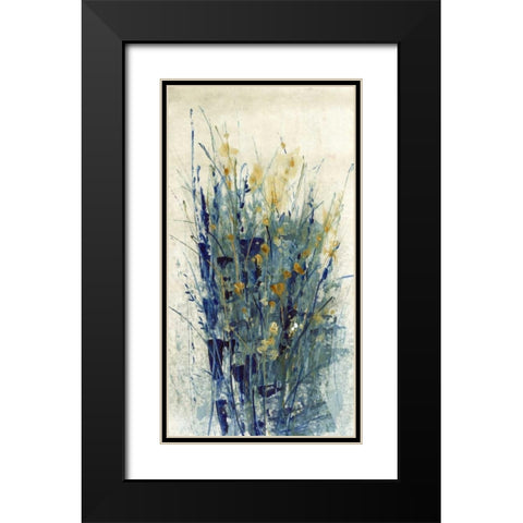 Indigo Floral II Black Modern Wood Framed Art Print with Double Matting by OToole, Tim