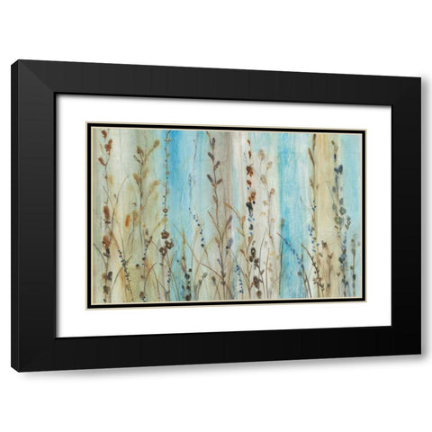 Ombre Floral II Black Modern Wood Framed Art Print with Double Matting by OToole, Tim
