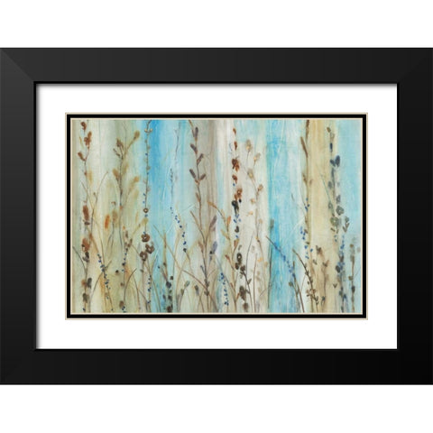Ombre Floral II Black Modern Wood Framed Art Print with Double Matting by OToole, Tim