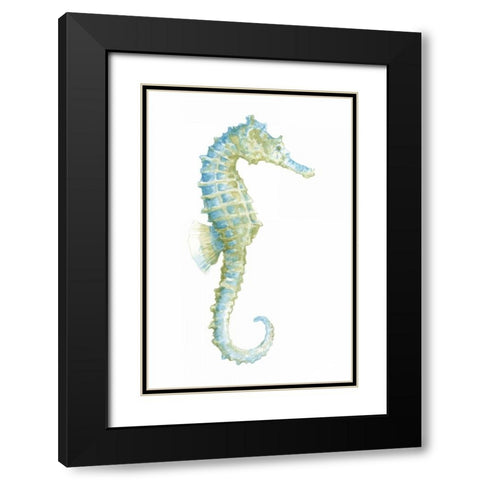 Watercolor Seahorse I Black Modern Wood Framed Art Print with Double Matting by Meagher, Megan