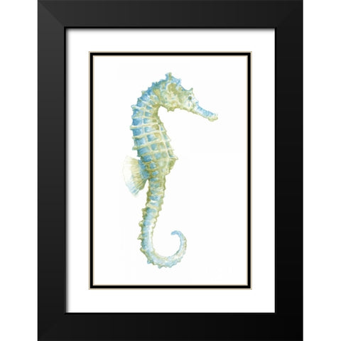 Watercolor Seahorse I Black Modern Wood Framed Art Print with Double Matting by Meagher, Megan
