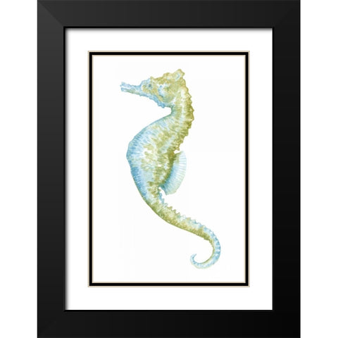 Watercolor Seahorse II Black Modern Wood Framed Art Print with Double Matting by Meagher, Megan