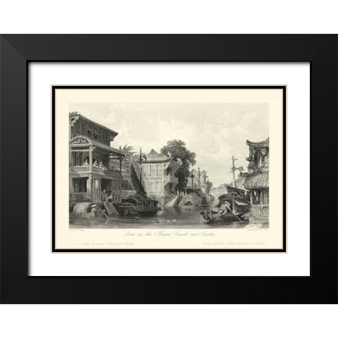 Scenes in China I Black Modern Wood Framed Art Print with Double Matting by Allom, T.