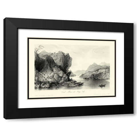 Scenes in China III Black Modern Wood Framed Art Print with Double Matting by Allom, T.
