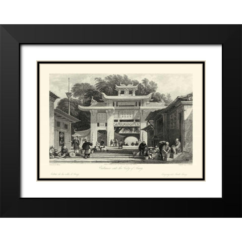 Scenes in China V Black Modern Wood Framed Art Print with Double Matting by Allom, T.