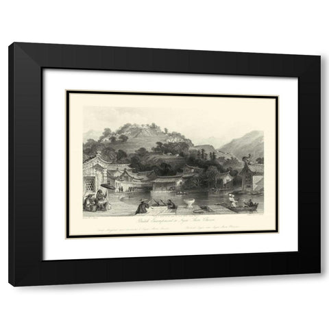 Scenes in China VI Black Modern Wood Framed Art Print with Double Matting by Allom, T.