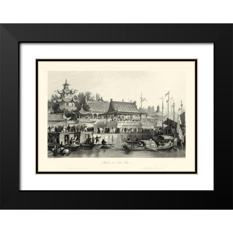 Scenes in China VII Black Modern Wood Framed Art Print with Double Matting by Allom, T.