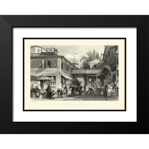 Scenes in China VIII Black Modern Wood Framed Art Print with Double Matting by Allom, T.