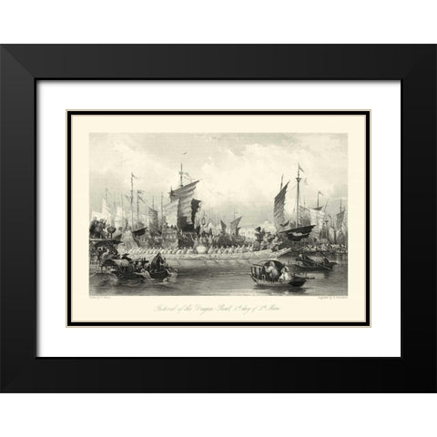 Scenes in China XI Black Modern Wood Framed Art Print with Double Matting by Allom, T.