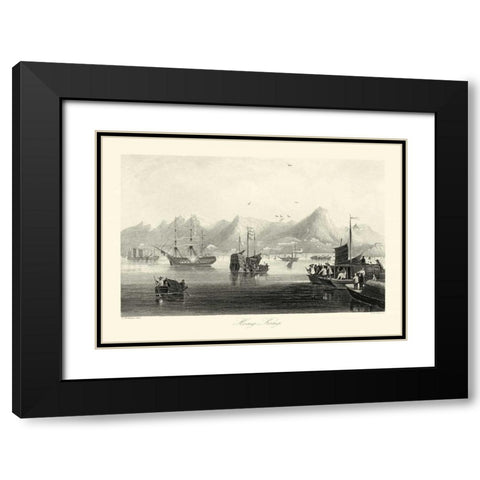 Scenes in China XII Black Modern Wood Framed Art Print with Double Matting by Allom, T.