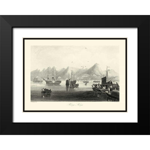 Scenes in China XII Black Modern Wood Framed Art Print with Double Matting by Allom, T.