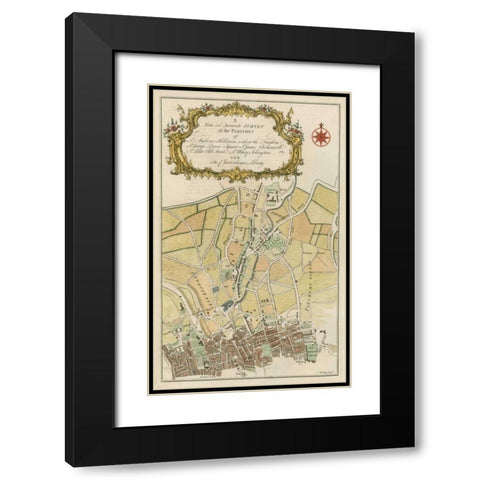 Parishes of London Black Modern Wood Framed Art Print with Double Matting by Cole, B.