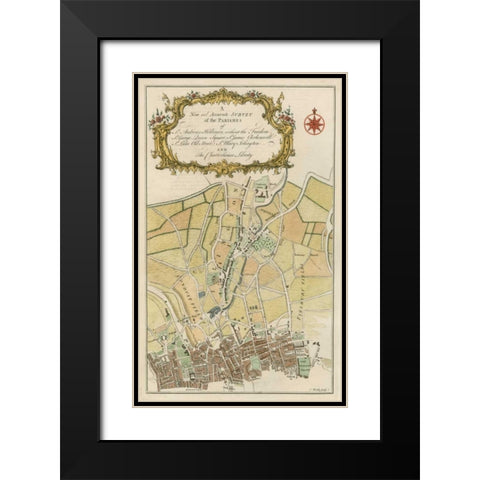 Parishes of London Black Modern Wood Framed Art Print with Double Matting by Cole, B.