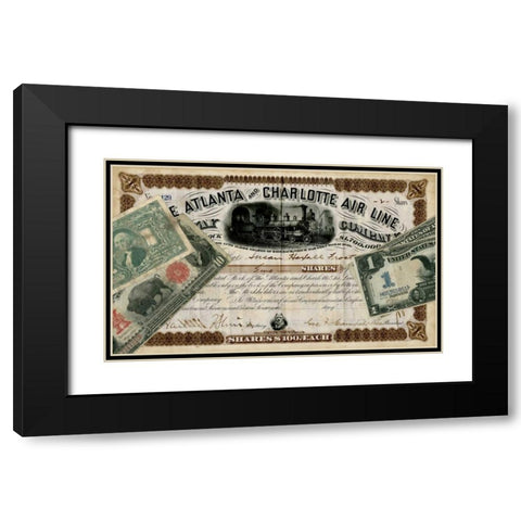 Antique Stock Certificate IV Black Modern Wood Framed Art Print with Double Matting by Vision Studio