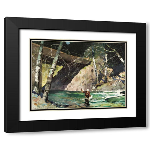 Fishing Retreat I Black Modern Wood Framed Art Print with Double Matting by Mason, Roy M.
