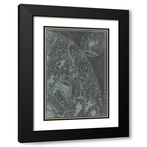 Map of Paris Grid I Black Modern Wood Framed Art Print with Double Matting by Vision Studio