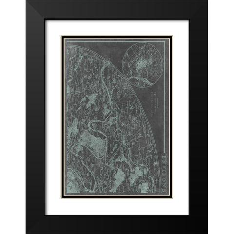 Map of Paris Grid I Black Modern Wood Framed Art Print with Double Matting by Vision Studio