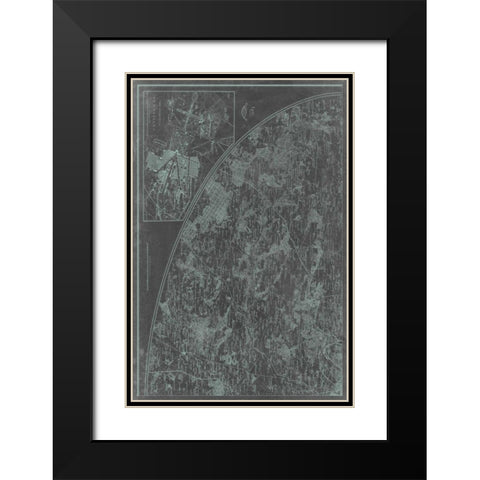 Map of Paris Grid III Black Modern Wood Framed Art Print with Double Matting by Vision Studio