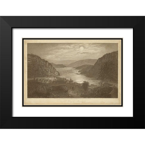 Harpers Ferry by Moonlight Black Modern Wood Framed Art Print with Double Matting by R. Hinshelwood