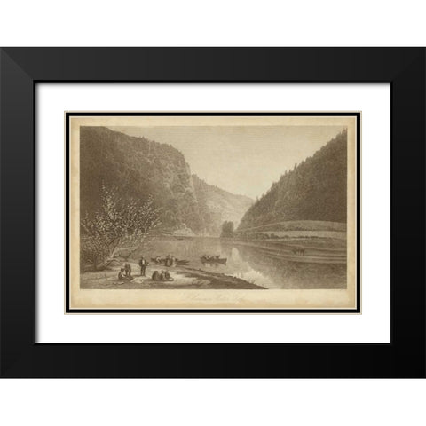 Delaware Water Gap Black Modern Wood Framed Art Print with Double Matting by R. Hinshelwood