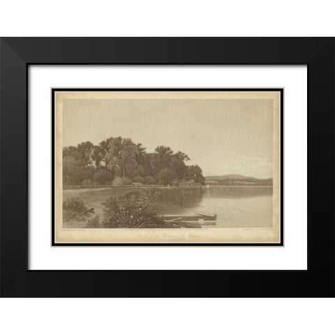 Mouth of the Moodna on the Hudson Black Modern Wood Framed Art Print with Double Matting by R. Hinshelwood