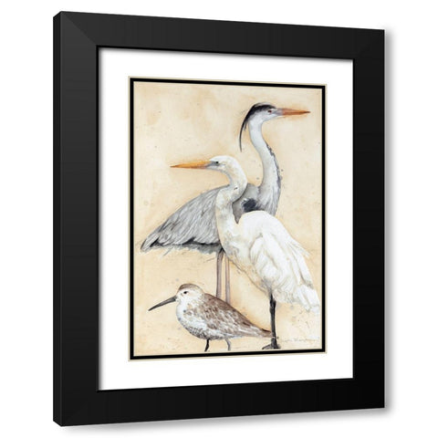 Watercolor Waterbirds I Black Modern Wood Framed Art Print with Double Matting by Meagher, Megan