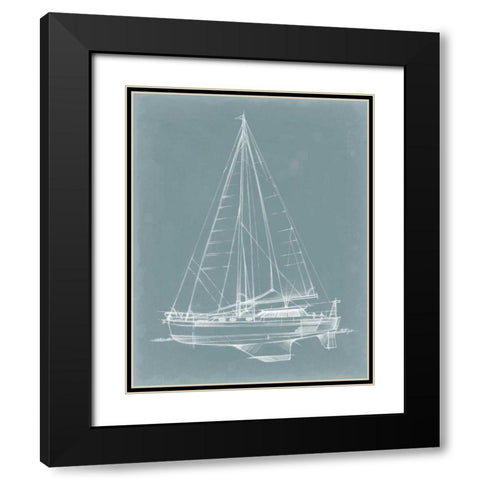 Yacht Sketches I Black Modern Wood Framed Art Print with Double Matting by Harper, Ethan