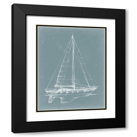 Yacht Sketches II Black Modern Wood Framed Art Print with Double Matting by Harper, Ethan