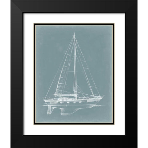 Yacht Sketches II Black Modern Wood Framed Art Print with Double Matting by Harper, Ethan