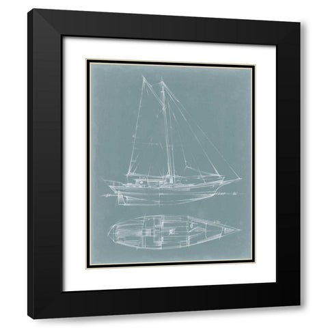 Yacht Sketches III Black Modern Wood Framed Art Print with Double Matting by Harper, Ethan