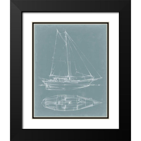 Yacht Sketches III Black Modern Wood Framed Art Print with Double Matting by Harper, Ethan