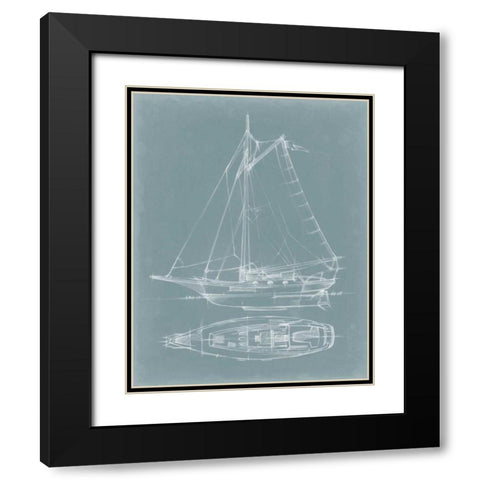Yacht Sketches IV Black Modern Wood Framed Art Print with Double Matting by Harper, Ethan